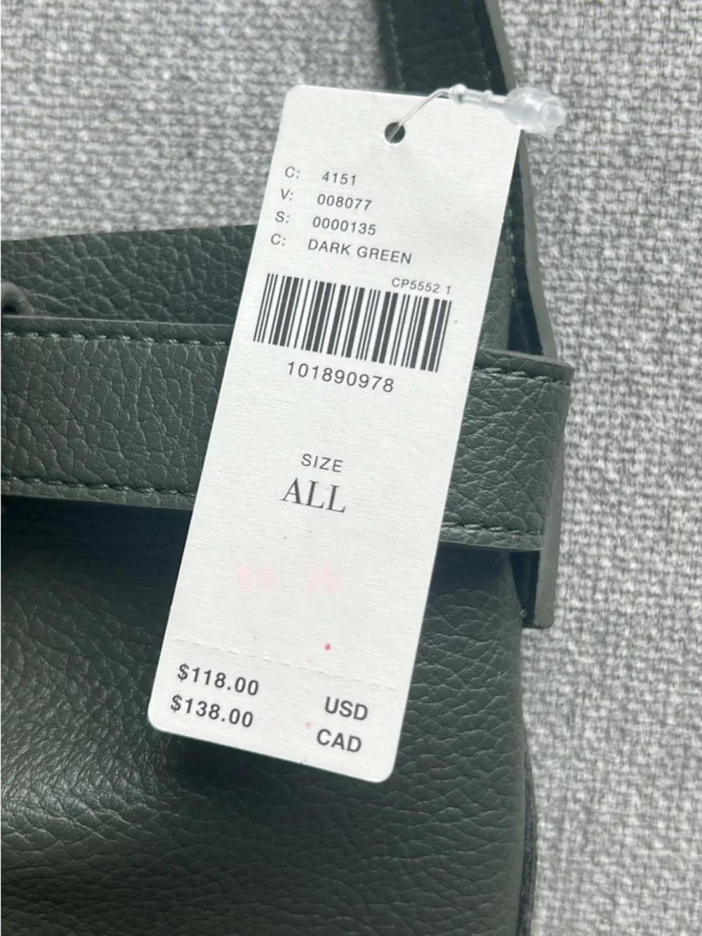 Anthropologie Dark Green Leather Shoulder Bag with Buckle